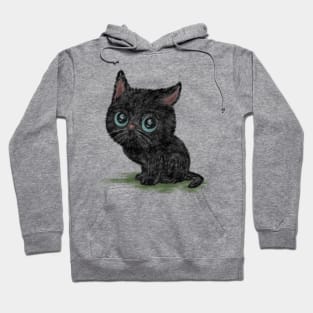 Black cat with blue eyes looks to the side Hoodie